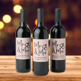 Etiqueta Para Botella De Vino Favor de la boda Sr. Sra. Rubor