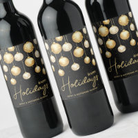 Felices Fiestas Adornos de Navidad de Oro Negro