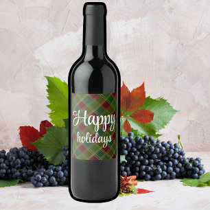 Etiqueta Para Botella De Vino Felices fiestas búfalos rojos y verdes navidades