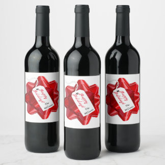 Etiqueta Para Botella De Vino Felices Fiestas de Navidad Personalizadas