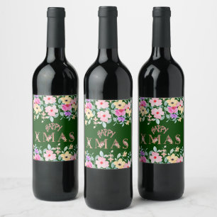 Etiqueta Para Botella De Vino Felices vacaciones de Navidades Elegantes
