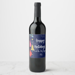 Etiqueta Para Botella De Vino felices vacaciones de un vecino de distancia socia