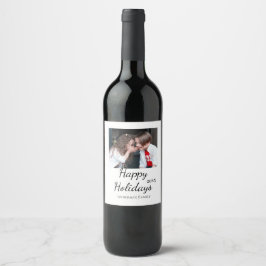 Etiqueta Para Botella De Vino Felices vacaciones niños foto de familia regalos m