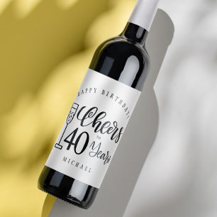 Etiqueta Para Botella De Vino Felicidades a los hombres de cualquier edad rústic