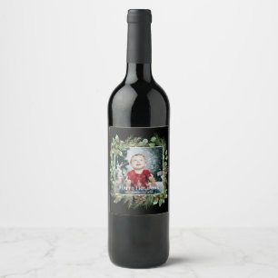 Etiqueta Para Botella De Vino Felicidades Foto Verdor Navideño