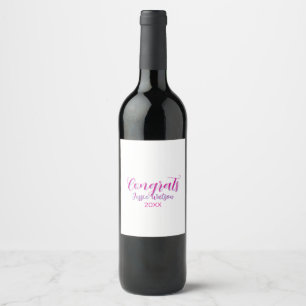 Etiqueta Para Botella De Vino Felicidades graduado rosa púrpura nombre año 20XX