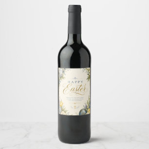 Etiqueta Para Botella De Vino Felicitación de Pascua, Floral elegante y pastel