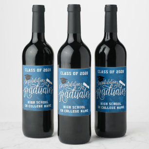 Etiqueta Para Botella De Vino Felicitaciones al partido de graduación escolar