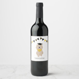 Etiqueta Para Botella De Vino Felicitaciones Doodle Dog Graduation Cap