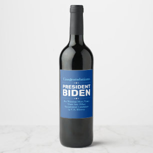 Etiqueta Para Botella De Vino Felicitaciones presidente Biden, candidato más vo