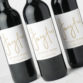 Etiqueta Para Botella De Vino FELICITAS vacaciones Deseos Relieve metalizado de 