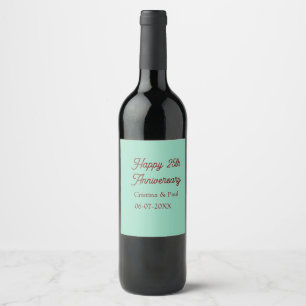 Etiqueta Para Botella De Vino Feliz 25 aniversario verde malva pastel boho retr