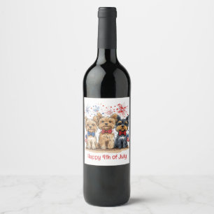 Etiqueta Para Botella De Vino Feliz 4 De Julio Perros Terribles De Yorkshire
