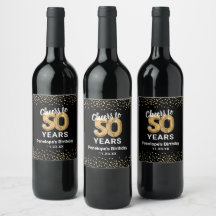 Feliz 50.ª etiqueta de vino de cumpleaños