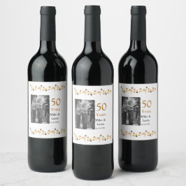 Etiqueta Para Botella De Vino Feliz 50 aniversario agregar nombre de la pareja f