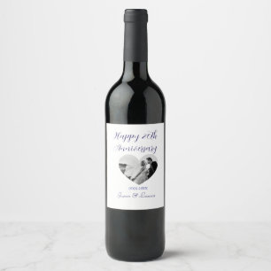 Etiqueta Para Botella De Vino Feliz aniversario 20 años corazón foto púrpura año