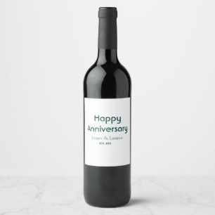 Etiqueta Para Botella De Vino Feliz aniversario boda nombre fecha año simple mi