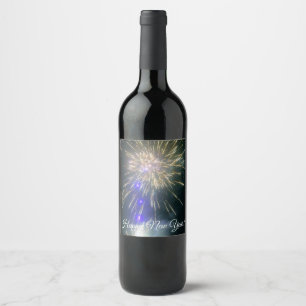 Etiqueta Para Botella De Vino Feliz año nuevo -