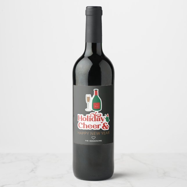 Etiqueta Para Botella De Vino Feliz Año Nuevo (Anverso)