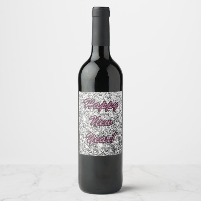 Etiqueta Para Botella De Vino Feliz Año Nuevo (Anverso)