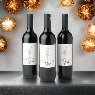 Etiqueta Para Botella De Vino Feliz Año Nuevo Fiesta Champagne Sparkler Año