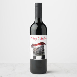 Etiqueta Para Botella De Vino Feliz Caballos de Navidad