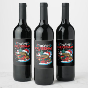 Etiqueta Para Botella De Vino Feliz Crucero de Navidad Divertida Familia Navidad