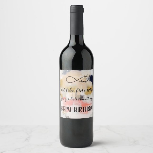 Etiqueta Para Botella De Vino Feliz cumpleaños (Anverso)