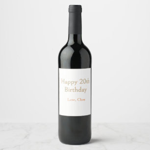 Etiqueta Para Botella De Vino feliz cumpleaños 20 verde naranja pastel nombre fe