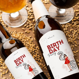 Etiqueta Para Botella De Vino Feliz cumpleaños 25, ilustracion