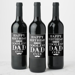 Etiqueta Para Botella De Vino Feliz cumpleaños al papá más frío de la historia