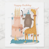 Feliz cumpleaños. Animales bonitos. Girafa de oso 