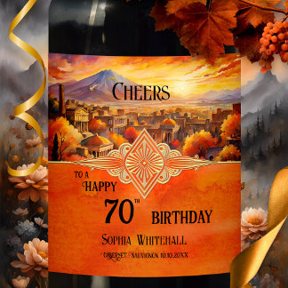 Etiqueta Para Botella De Vino Feliz cumpleaños artístico colorido