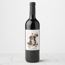 Etiqueta Para Botella De Vino Feliz cumpleaños Bernese Mountain Dog