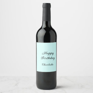 Etiqueta Para Botella De Vino Feliz cumpleaños nombre elegante con fondo azul