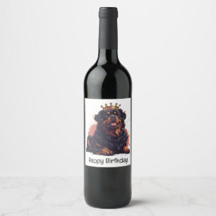 Etiqueta Para Botella De Vino Feliz cumpleaños Royal Rottweiler Dog Queen Crown