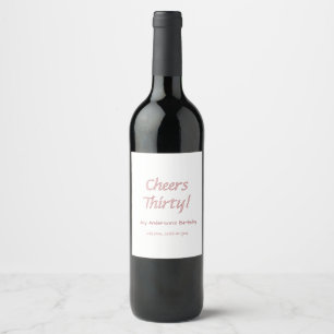 Etiqueta Para Botella De Vino feliz cumpleaños treinta rosa maron nombre trendy