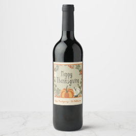 Etiqueta Para Botella De Vino Feliz Día de Acción de Gracias con etiqueta de vin