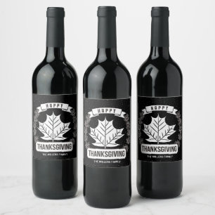 Etiqueta Para Botella De Vino ¡Feliz Día de Acción de Gracias! Etiqueta de vino