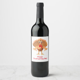 Etiqueta Para Botella De Vino Feliz Día de Acción de Gracias Turquía, personaliz