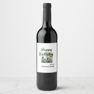 Etiqueta Para Botella De Vino Feliz día de cumpleaños foto familia nombre clase
