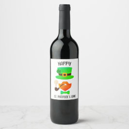 Etiqueta Para Botella De Vino Feliz día de San Patricio