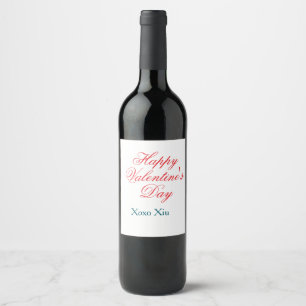 Etiqueta Para Botella De Vino Feliz día de San Valentín rojo azul xoxo amor nomb