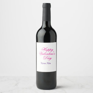 Etiqueta Para Botella De Vino Feliz día de San Valentín rosa morado xoxo amor no