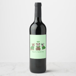 Etiqueta Para Botella De Vino Feliz Día de Santa Patrona Bulldoges