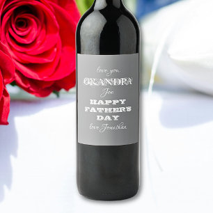 Etiqueta Para Botella De Vino Feliz Día del Padre Abuelo - Nombre personalizado