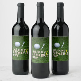 Etiqueta Para Botella De Vino Feliz día del padre al golfista con la pelota de g