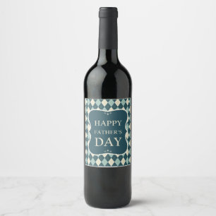 Etiqueta Para Botella De Vino Feliz Día del Padre, Argyle