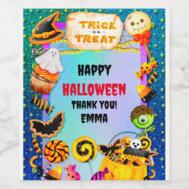 Etiqueta Para Botella De Vino Feliz fiesta de Halloween lleno de truco o truco