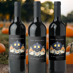Etiqueta Para Botella De Vino Feliz Halloween Calabazas Espeluznantes Crystals d